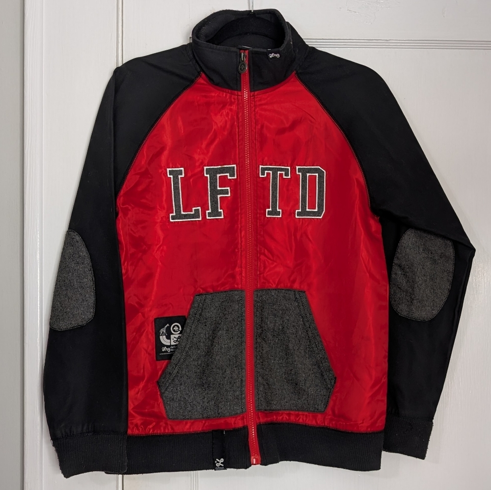 LRG LF TD Red Black Track Jacket Men’s L (Fits S/M) Streetwear Zip Up